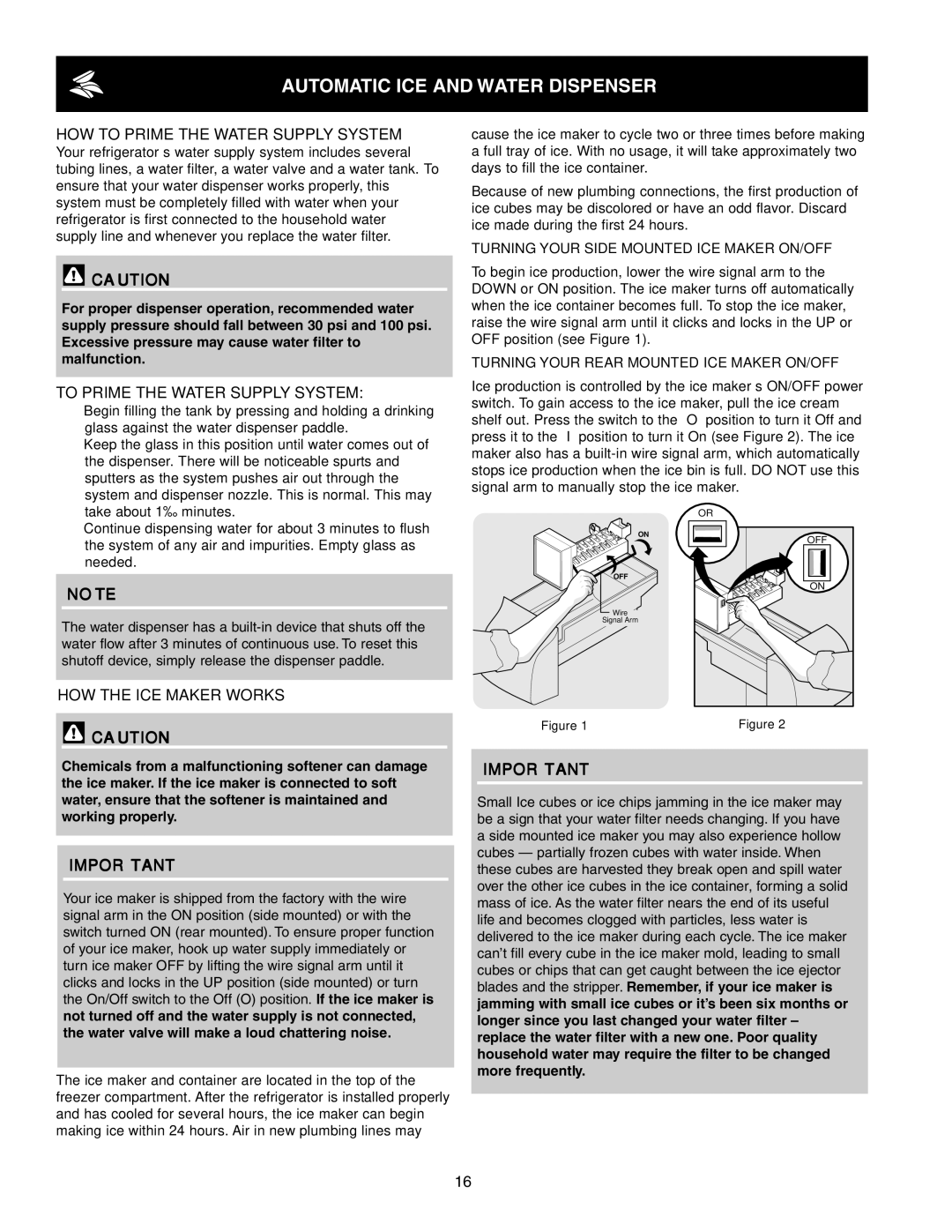 Crosley 241824400 warranty HOW to Prime the Water Supply System 