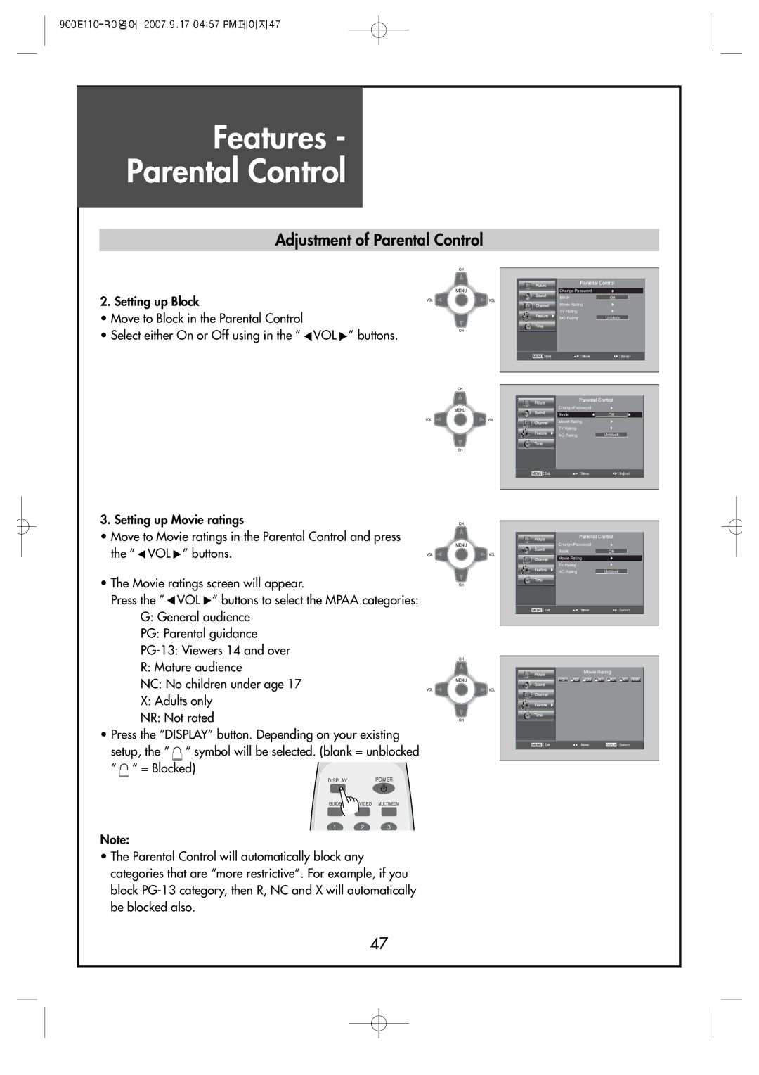 Crosley C42HDGB, C32HDGB, C37HDGB manual General audience PG Parental guidance 