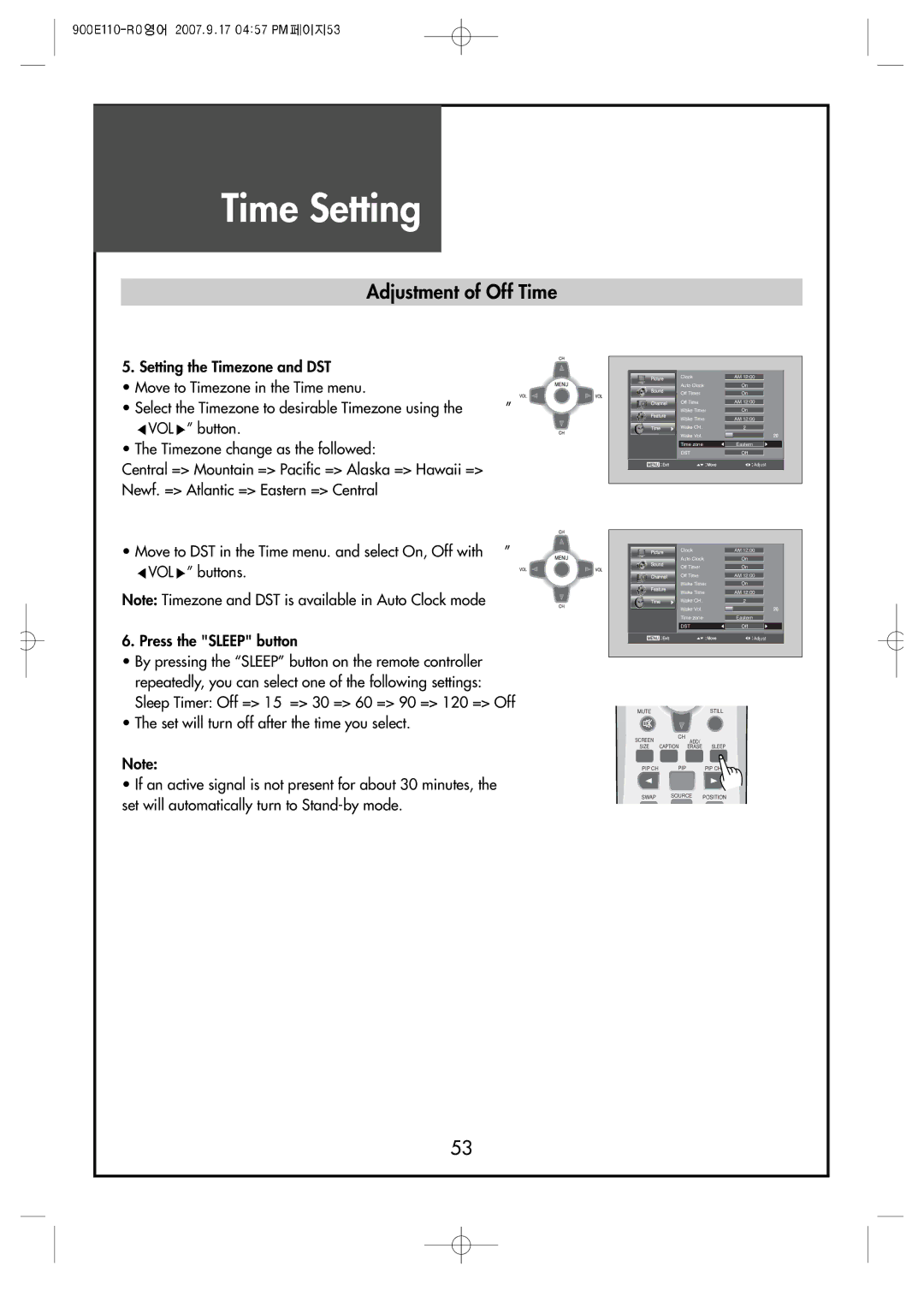 Crosley C42HDGB, C32HDGB, C37HDGB manual Adjustment of Off Time 