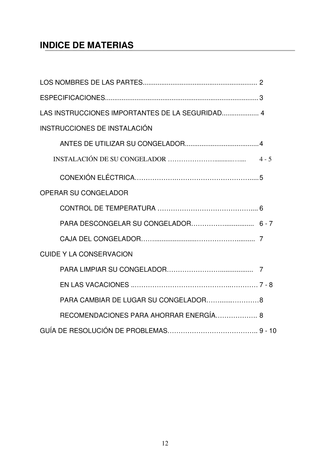 Crosley CCF35, CCF54, CCF73 instruction manual Indice DE Materias 