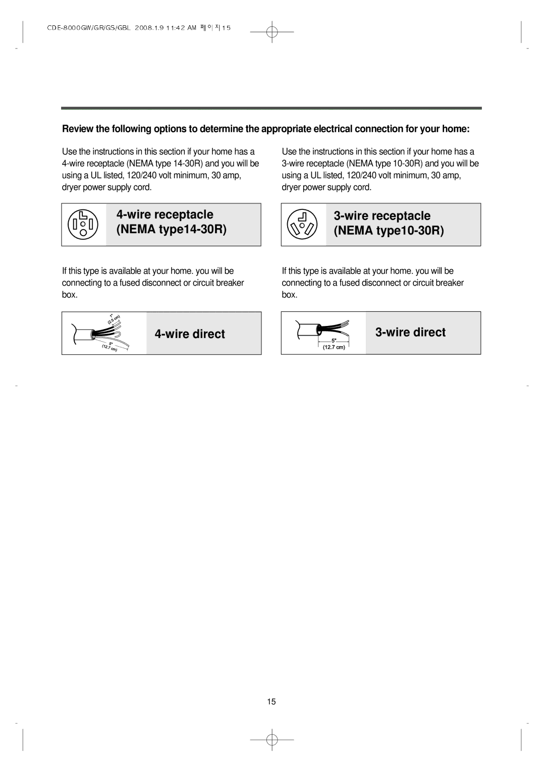 Crosley CDE-8000GBL, CDE-8000GS, CDE-8000GW, CDE-8000GR manual Wire direct 