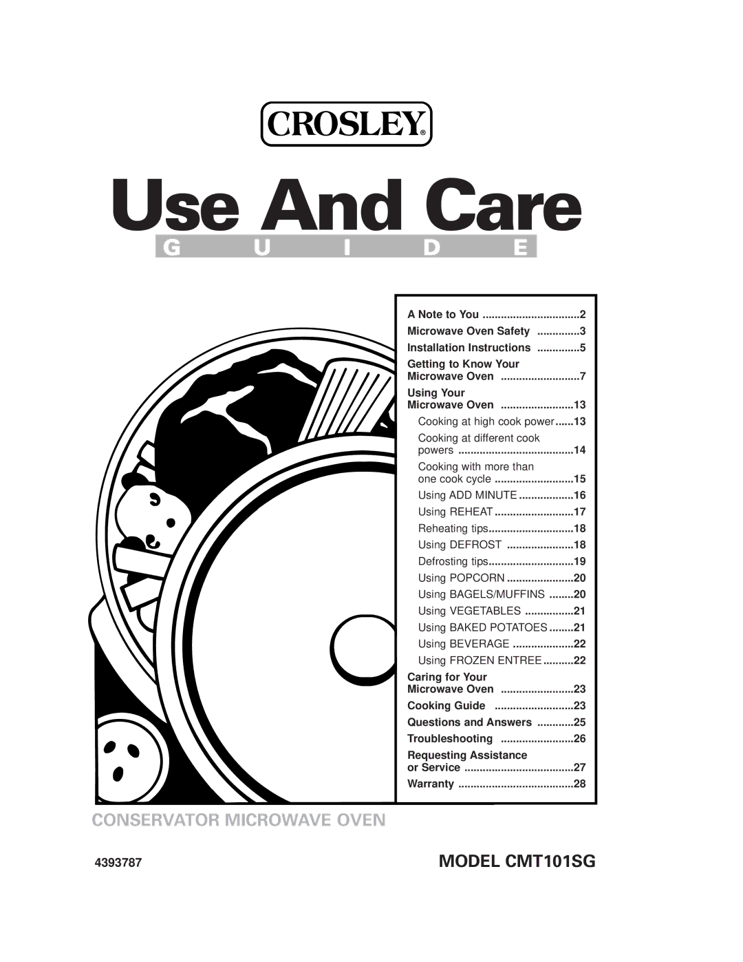 Crosley CMT101SG installation instructions Use And Care, 4393787 