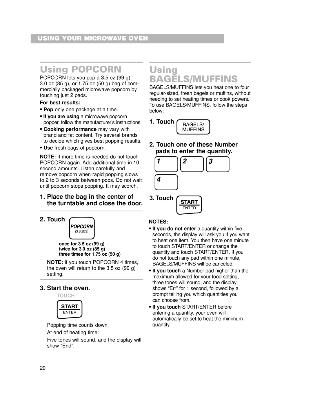 Crosley CMT101SG installation instructions Using Popcorn, For best results 