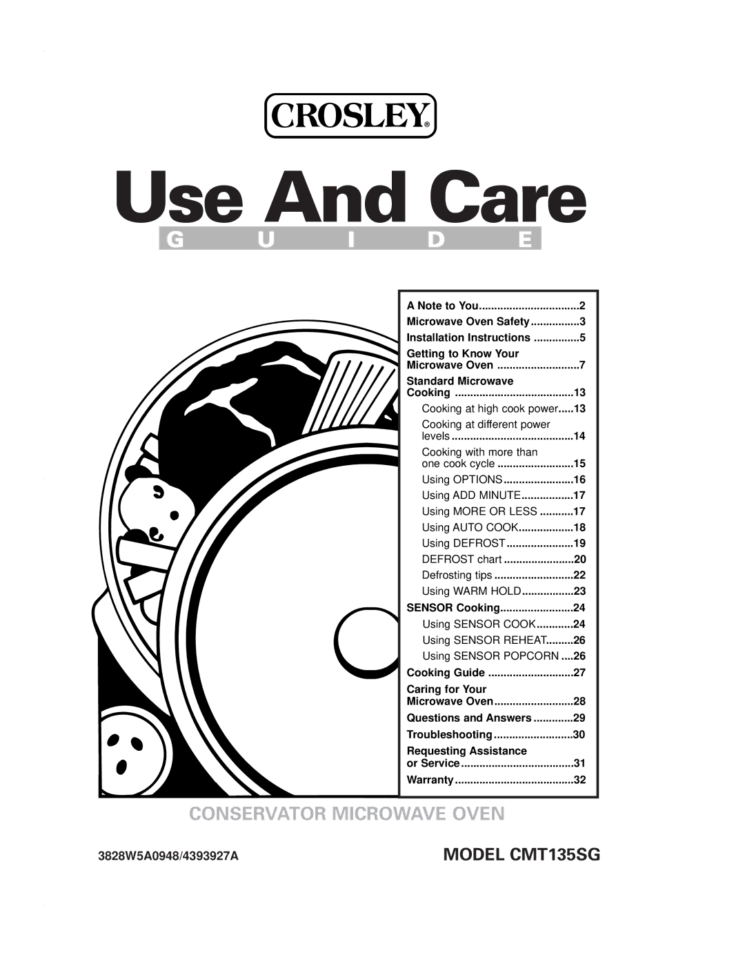 Crosley CMT135SG installation instructions Use And Care, 3828W5A0948/4393927A 