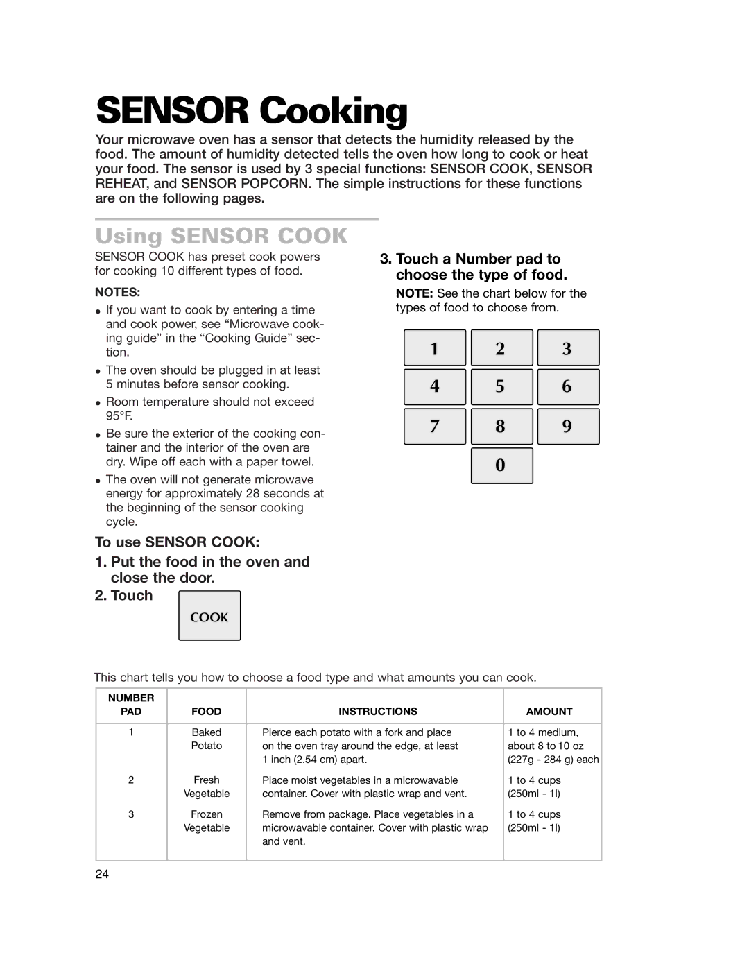 Crosley CMT135SG installation instructions Sensor Cooking, Using Sensor Cook 