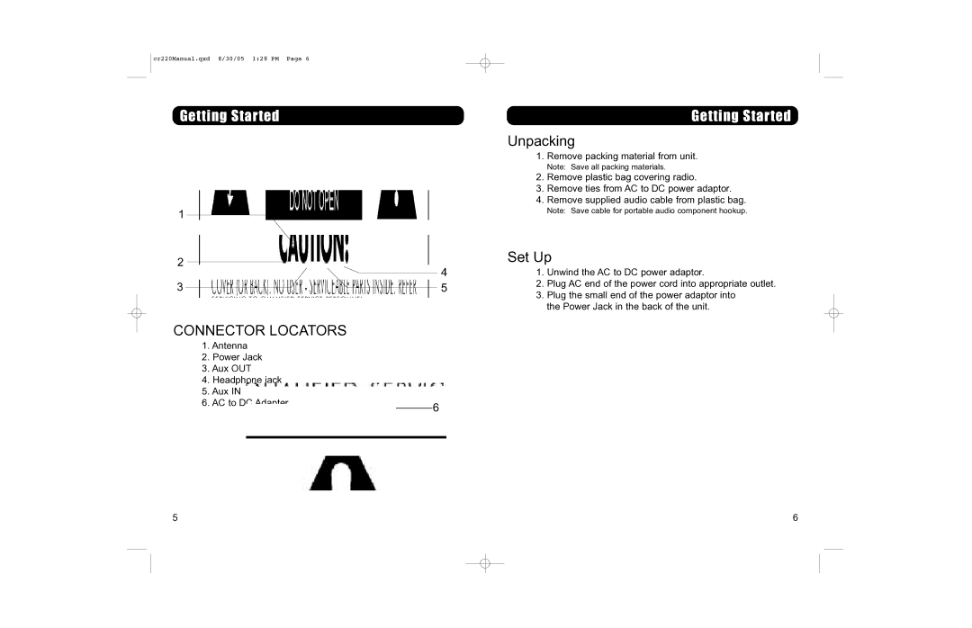 Crosley CR-220 instruction manual Unpacking, Set Up 