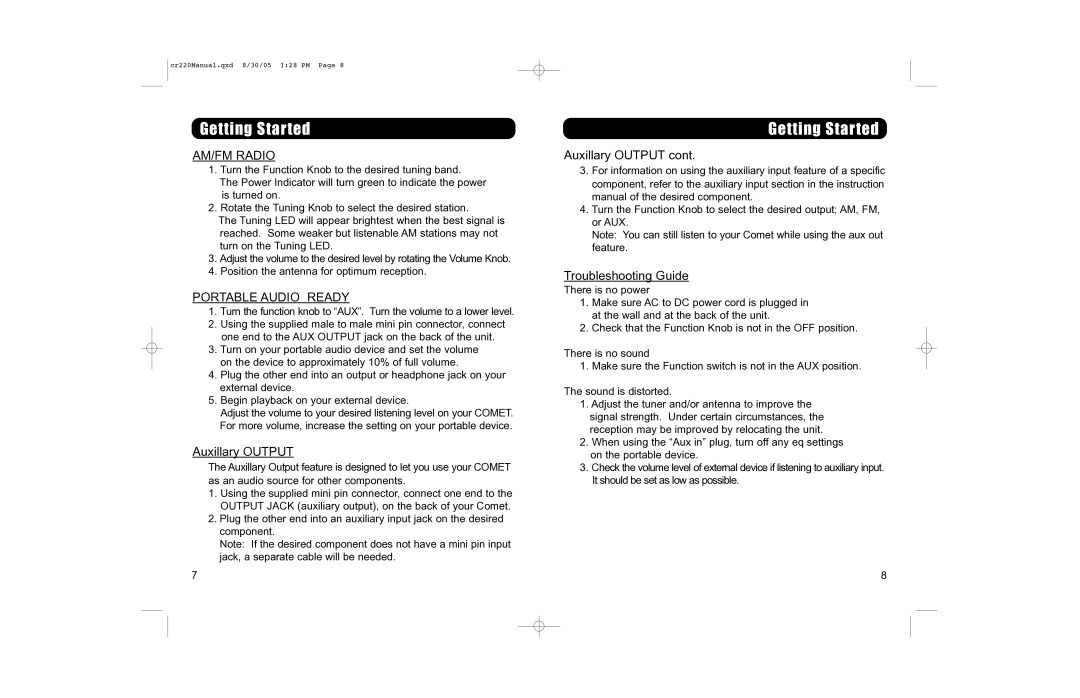 Crosley CR-220 instruction manual AM/FM Radio 