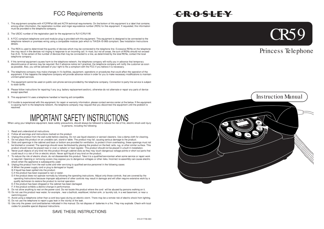 Crosley CR59 instruction manual 