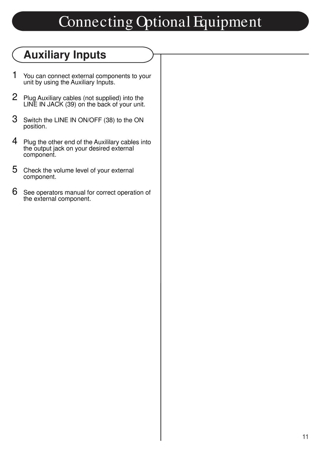 Crosley CR703 instruction manual Connecting Optional Equipment, Auxiliary Inputs 