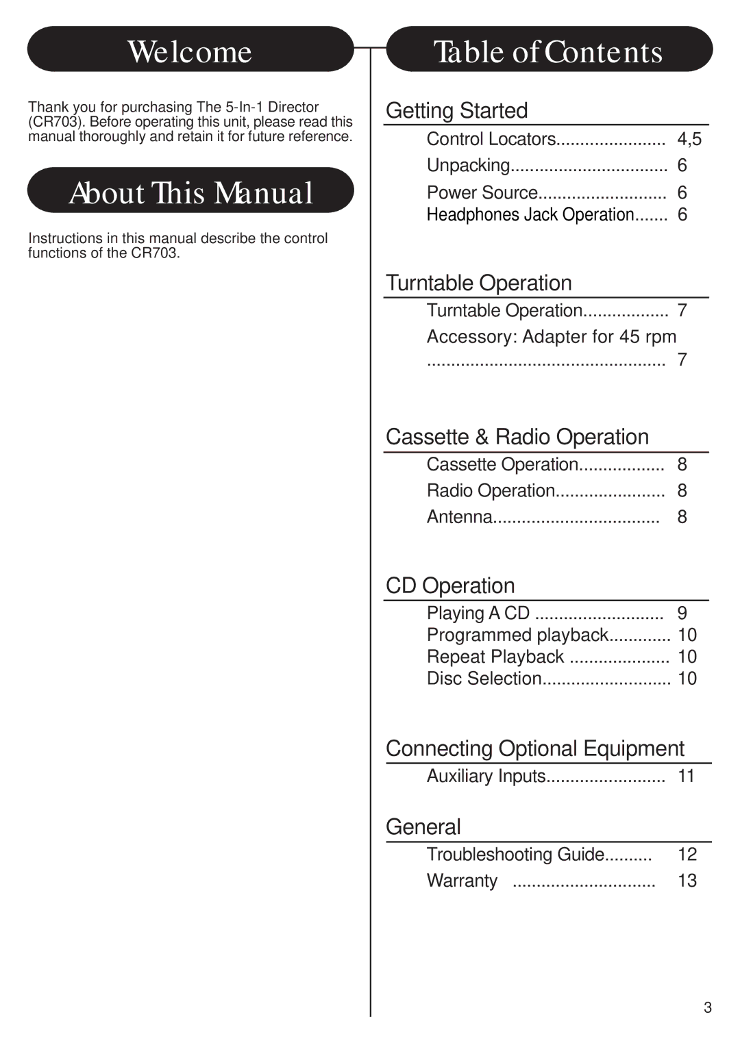 Crosley CR703 instruction manual About This Manual 