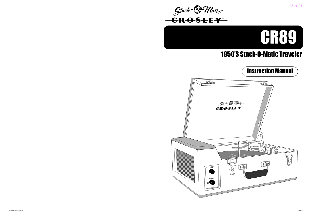 Crosley CR89 instruction manual 