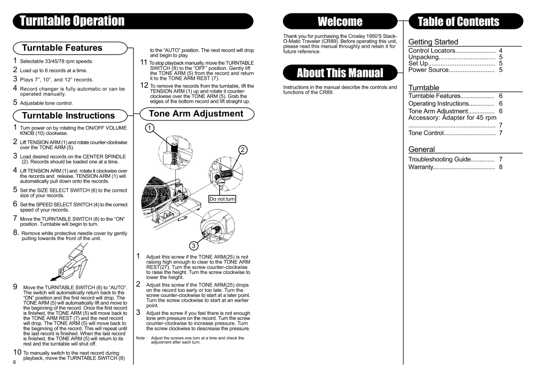 Crosley CR89 instruction manual About This Manual 