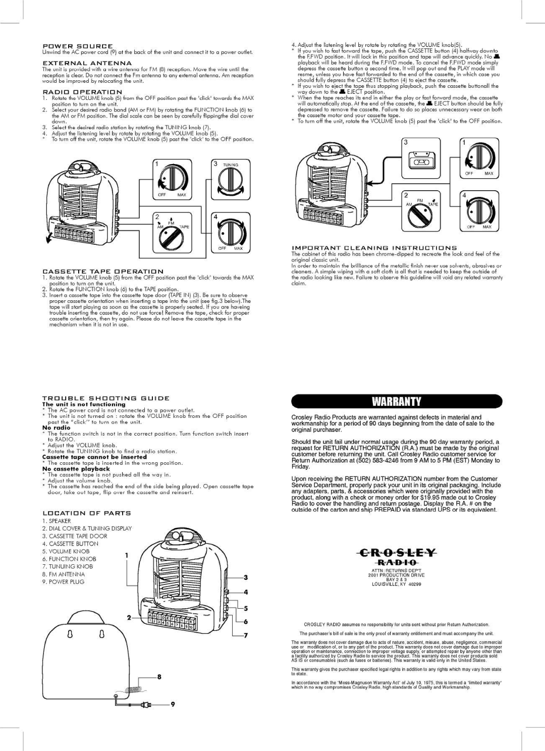 Crosley Radio CR10 manual 