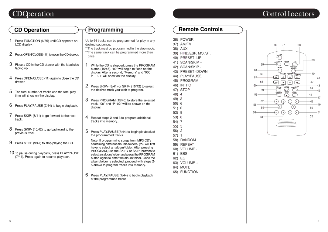 Crosley Radio CR12-2 instruction manual CD Operation Programming Remote Controls 