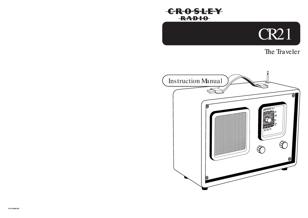 Crosley Radio CR21 instruction manual 910-210000-003 