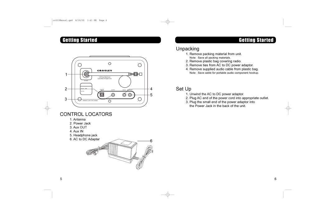 Crosley Radio CR221 Solo instruction manual Unpacking, Set Up 