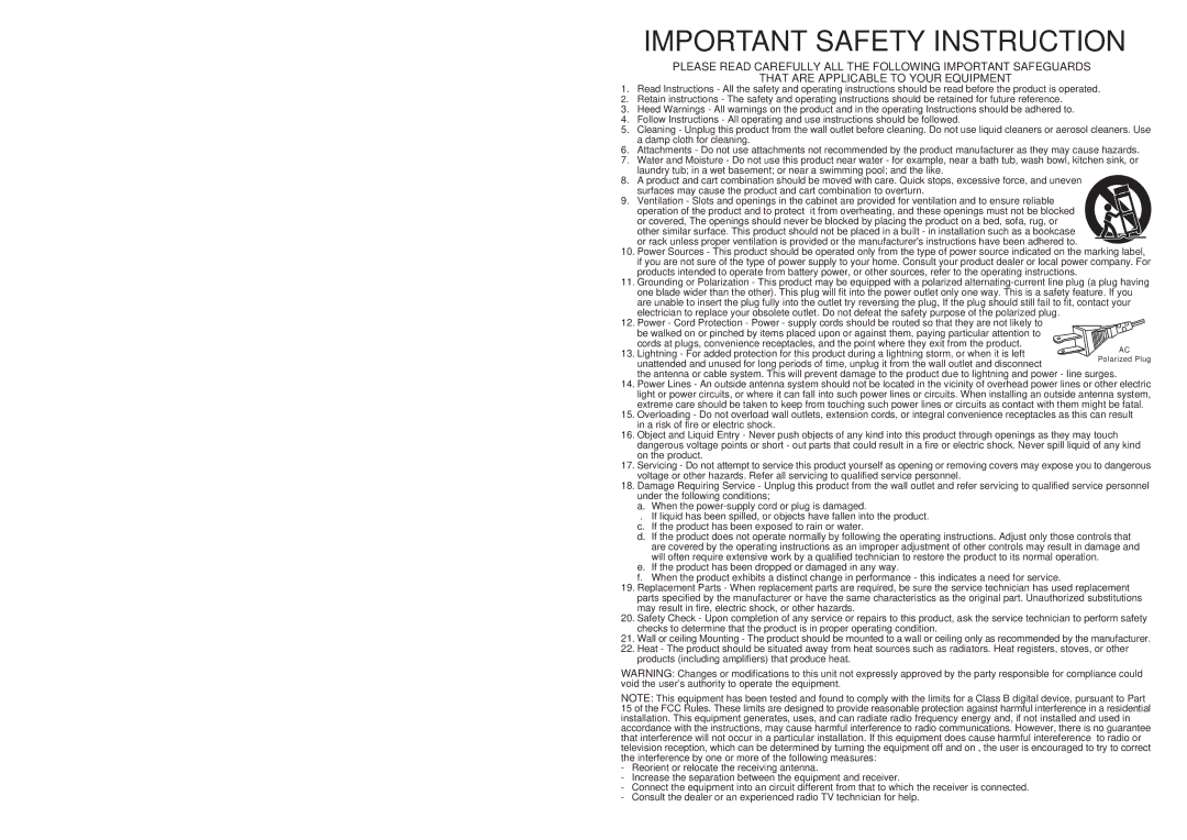 Crosley Radio CR31 instruction manual Important Safety Instruction 