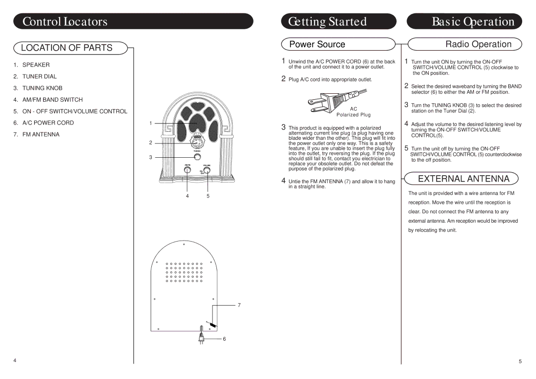 Crosley Radio CR31 instruction manual Control Locators Getting Started, Basic Operation 