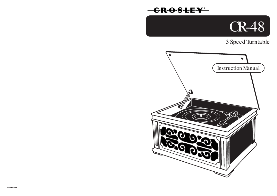 Crosley Radio CR48 instruction manual CR-48, Speed Turntable, 910-996800-006 