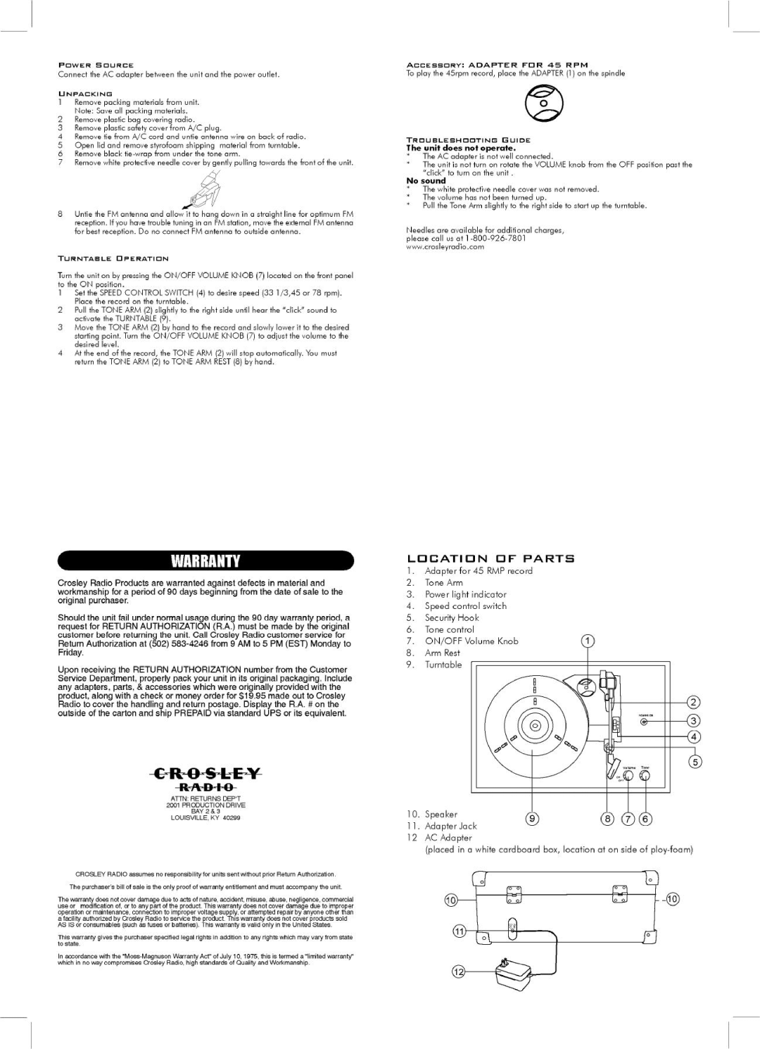 Crosley Radio CR49 manual 