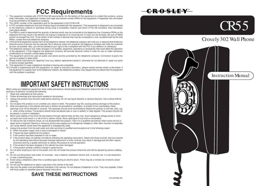 Crosley Radio CR55 important safety instructions 