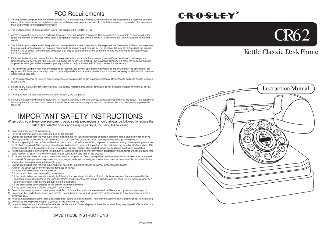 Crosley Radio CR62 instruction manual 