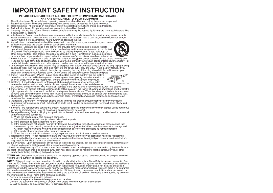 Crosley Radio CR79 instruction manual Important Safety Instruction 