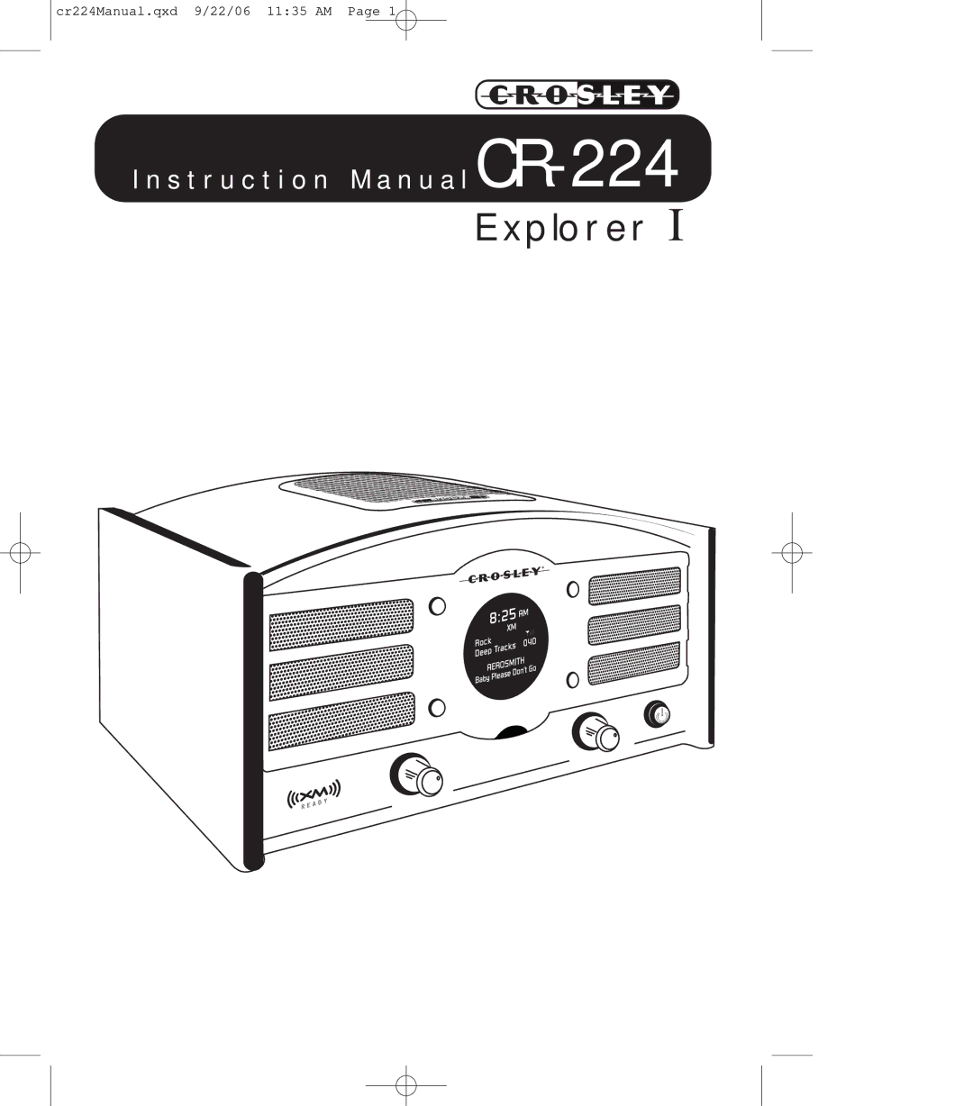 Crosley Radio cr-224, crosley explorer instruction manual Explorer, S t r u c t i o n M a n u a l CR-224 