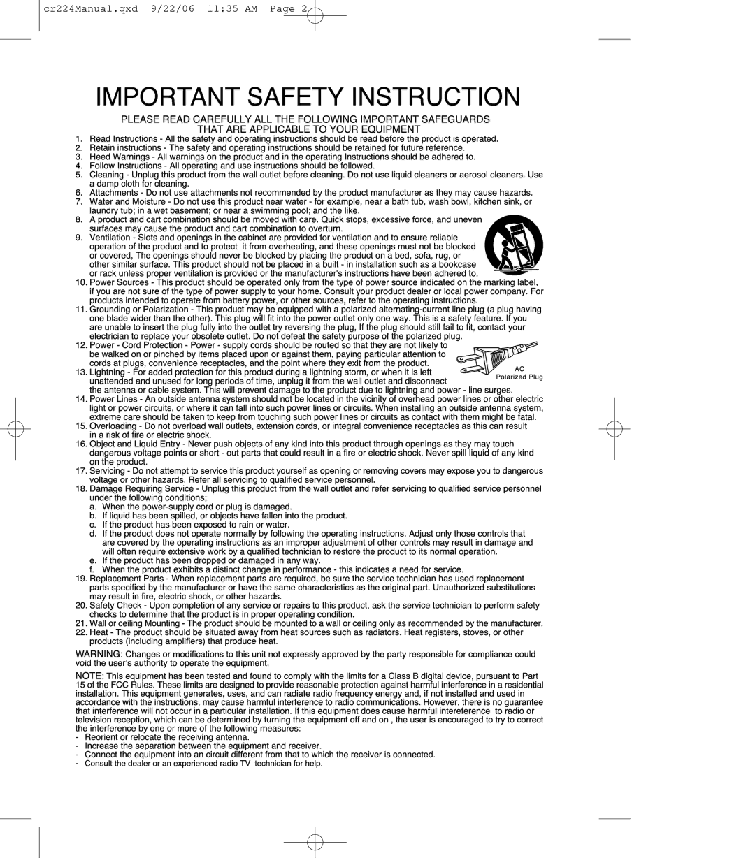 Crosley Radio crosley explorer, cr-224 instruction manual Cr224Manual.qxd 9/22/06 1135 AM 