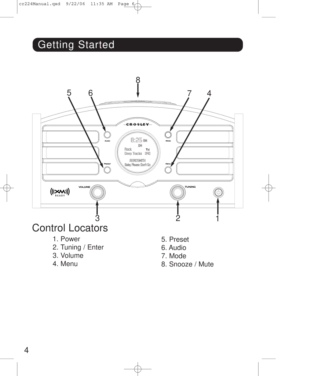 Crosley Radio crosley explorer, cr-224 instruction manual Control Locators 