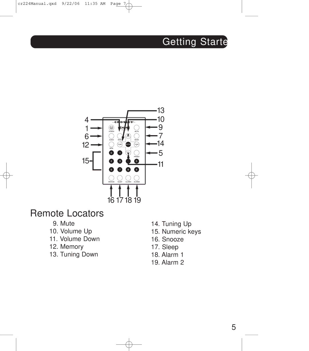 Crosley Radio cr-224, crosley explorer instruction manual Remote Locators 