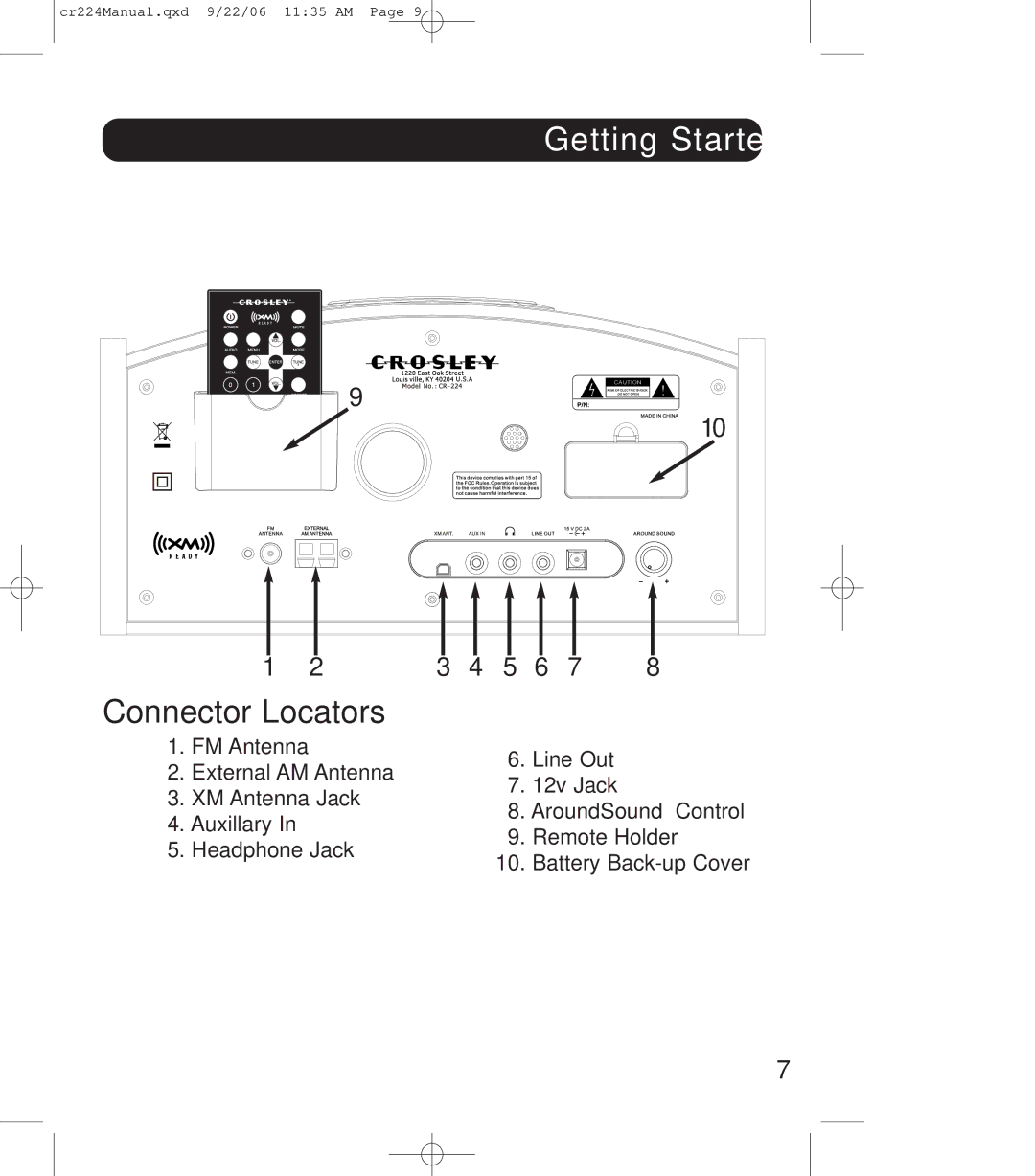 Crosley Radio cr-224, crosley explorer instruction manual Connector Locators 