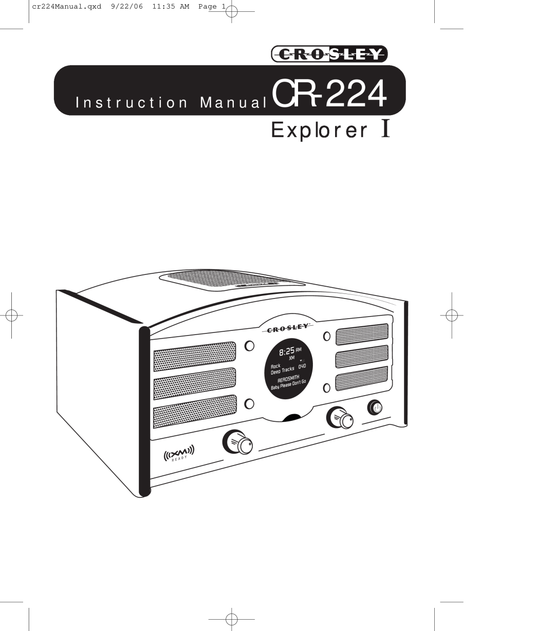 Crosley Radio cr-224, crosley explorer instruction manual I n s t r u c t i o n M a n u a l CR-224, Explorer 