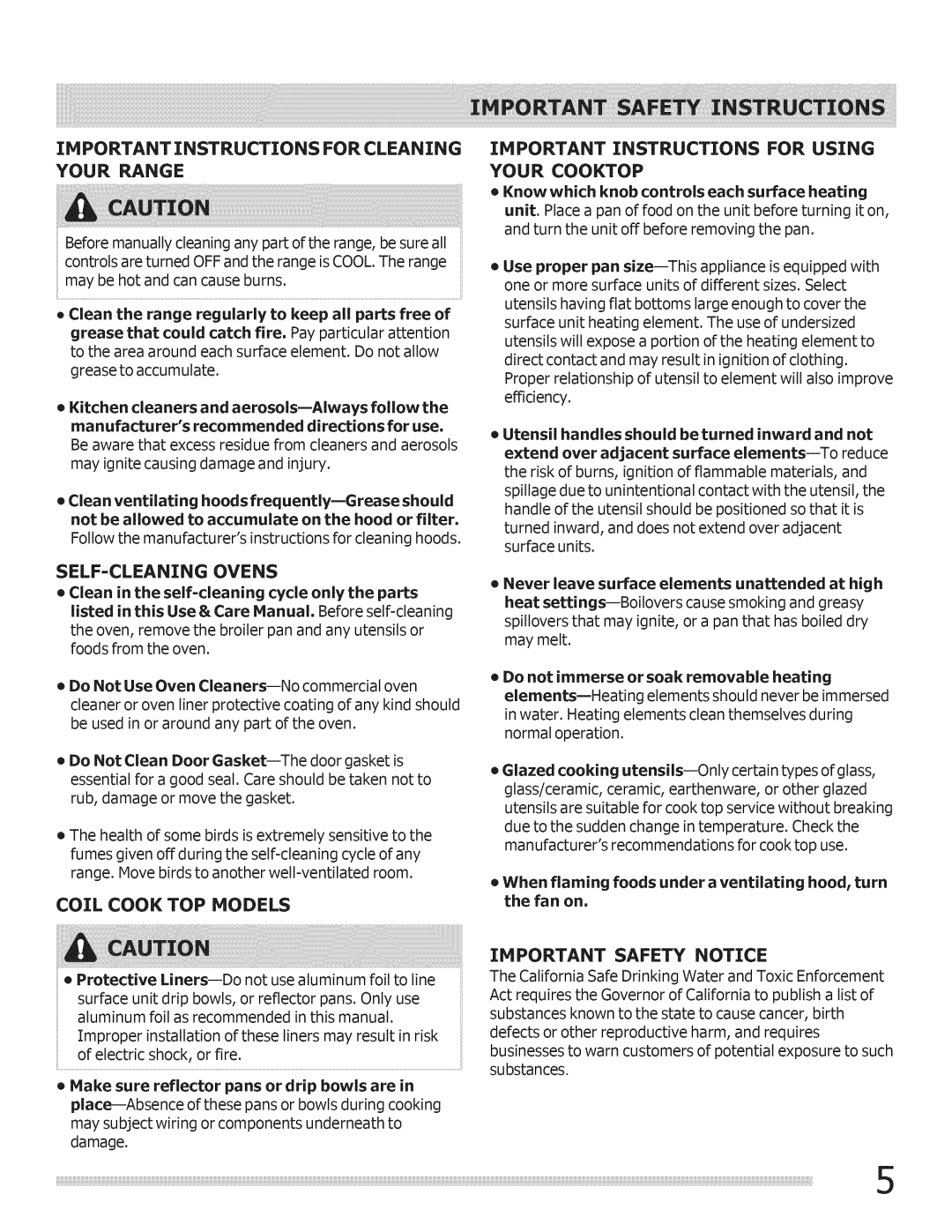 Crosley important safety instructions Your Range 