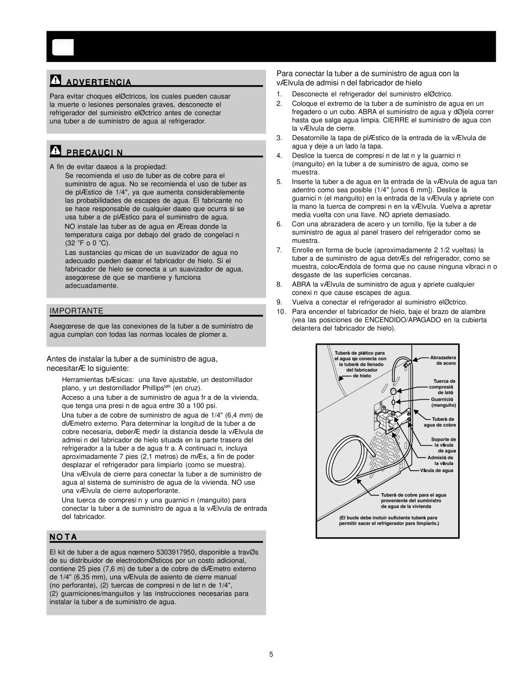 Crosley Refrigerator Top Mount manual Conectar EL Suministro DE Agua AL Refrigerador, Fin de evitar daños a la propiedad 