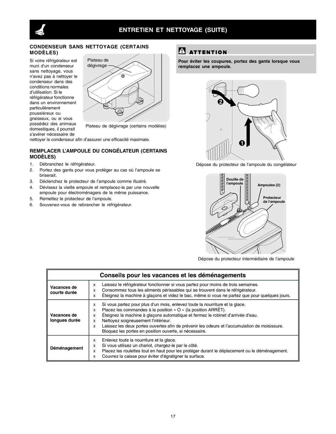 Crosley Refrigerator Top Mount manual Entretien ET Nettoyage Suite, Condenseur Sans Nettoyage Certains Modèles 