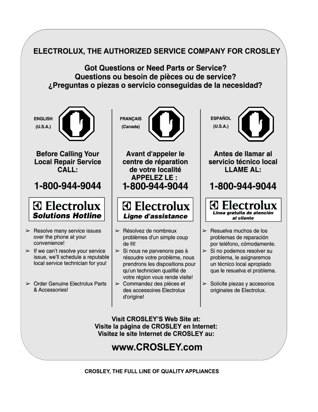 Crosley Refrigerator Top Mount manual 