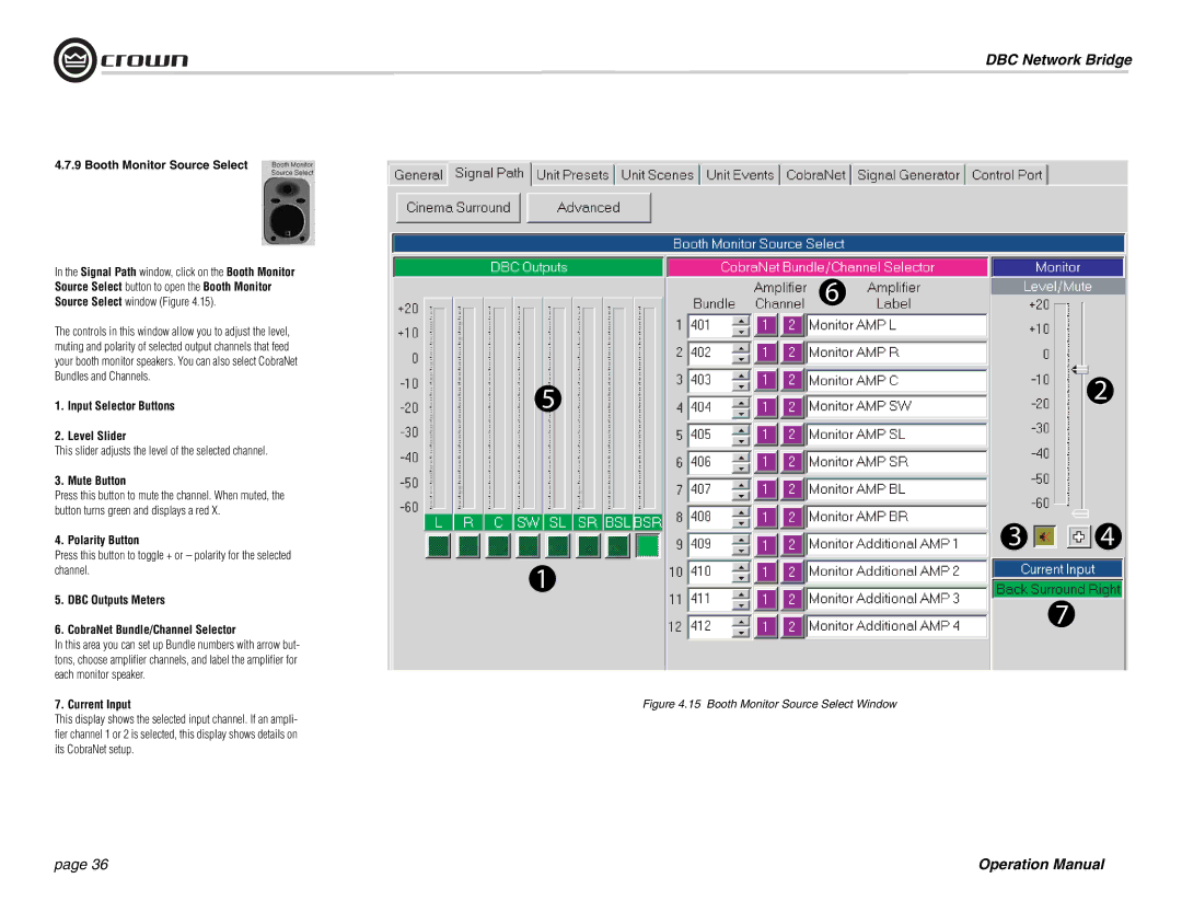 Crown 137769-3 operation manual Input Selector Buttons Level Slider, Mute Button, Polarity Button, Current Input 