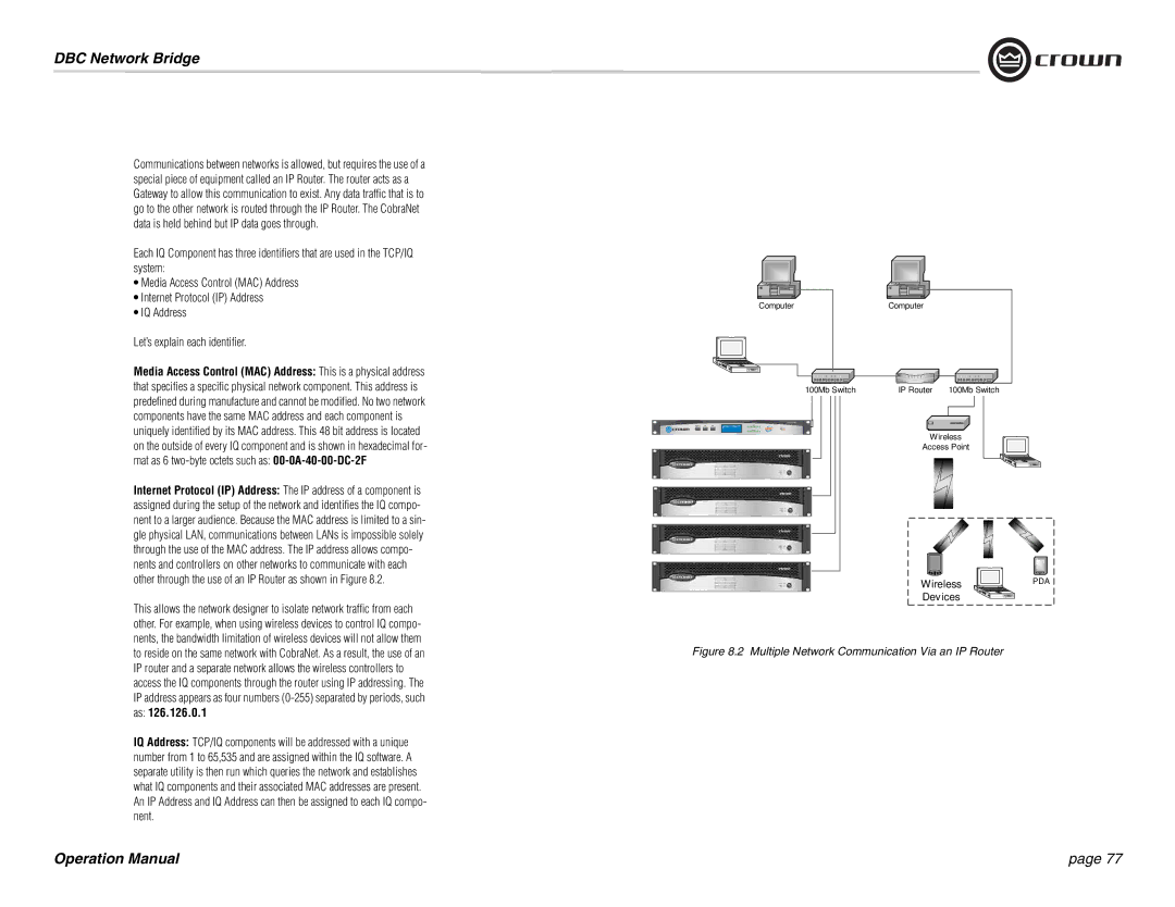 Crown 137769-3 operation manual Multiple Network Communication Via an IP Router 