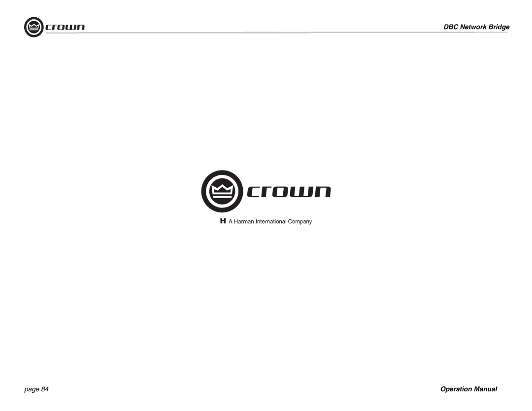 Crown 137769-3 operation manual DBC Network Bridge 