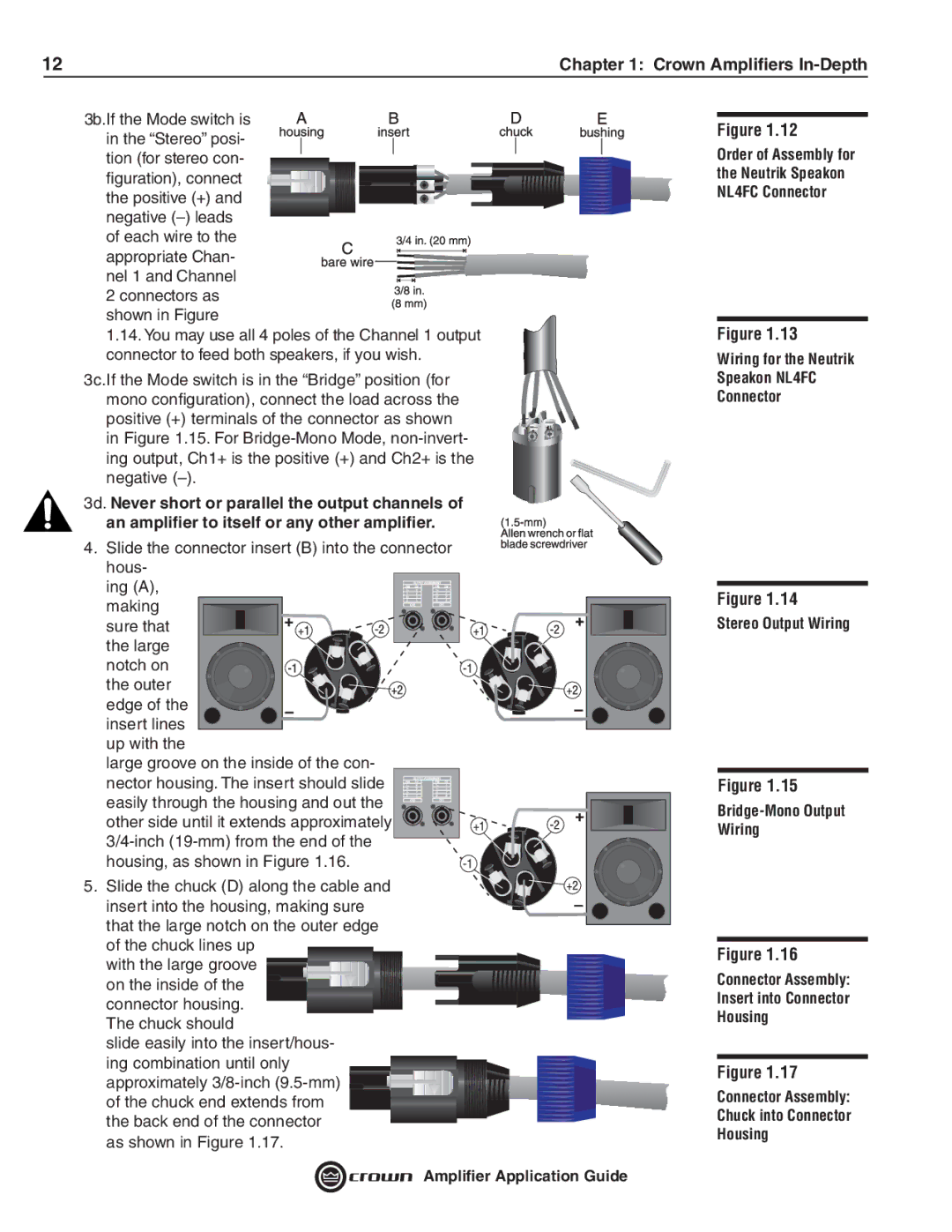 Crown Audio 133472-1A manual Connector Assembly Insert into Connector Housing 