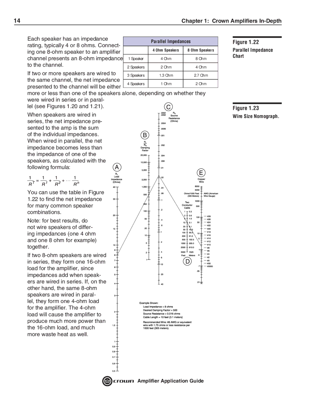 Crown Audio 133472-1A manual Parallel Impedances 