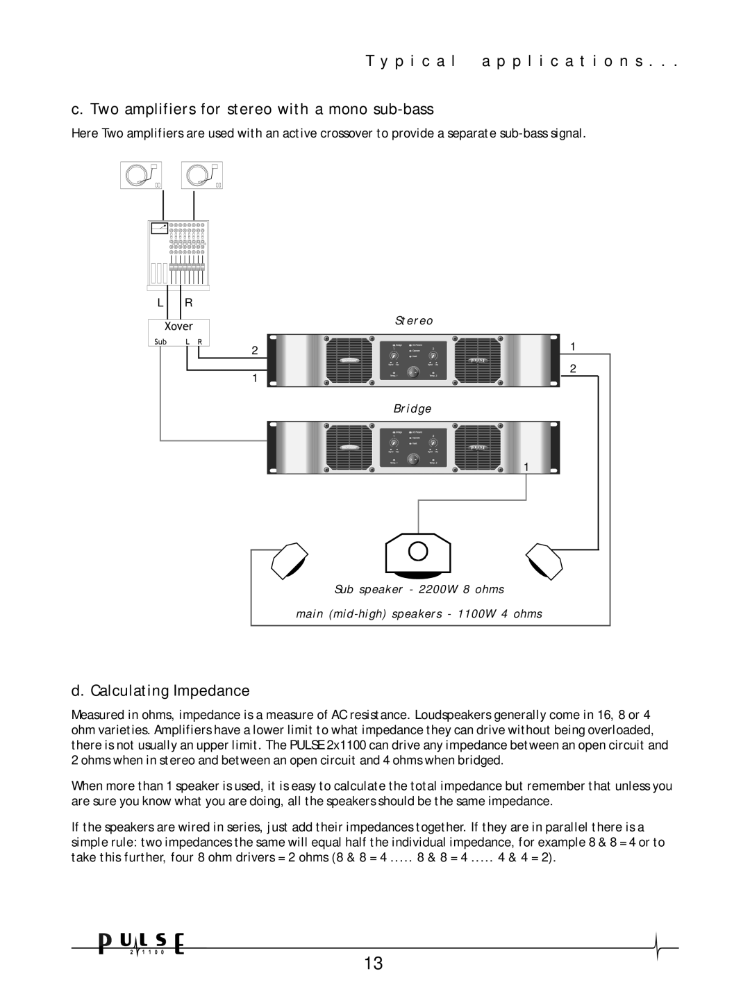 Crown Audio 21100 user manual Calculating Impedance 