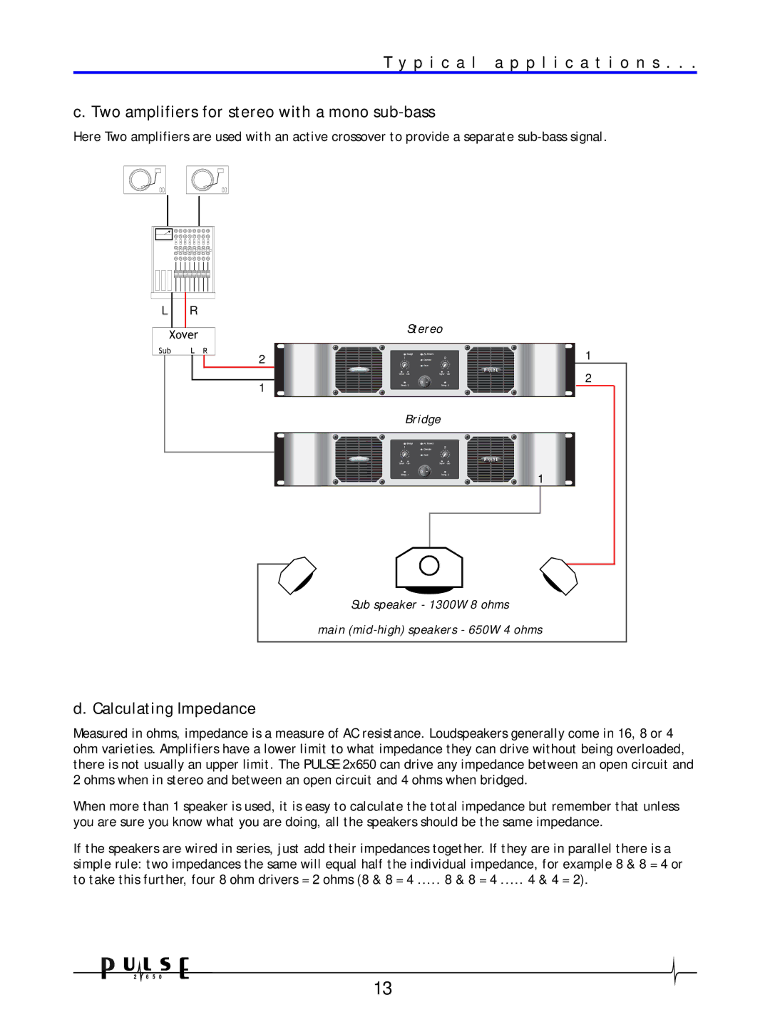 Crown Audio 2650 user manual Calculating Impedance 