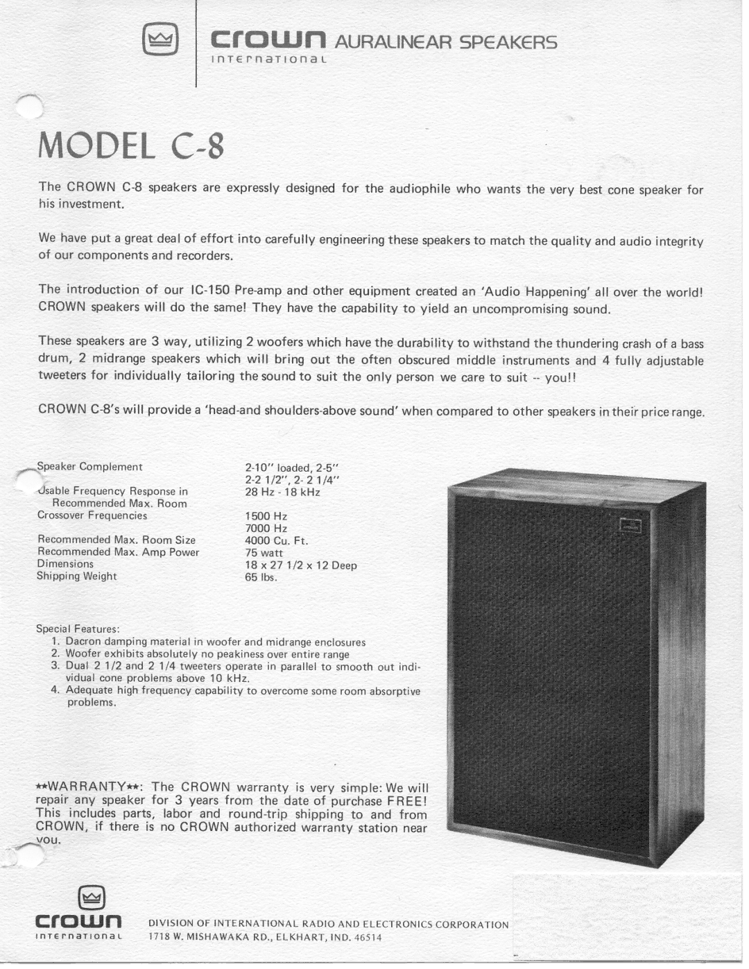 Crown Audio C-8 manual 