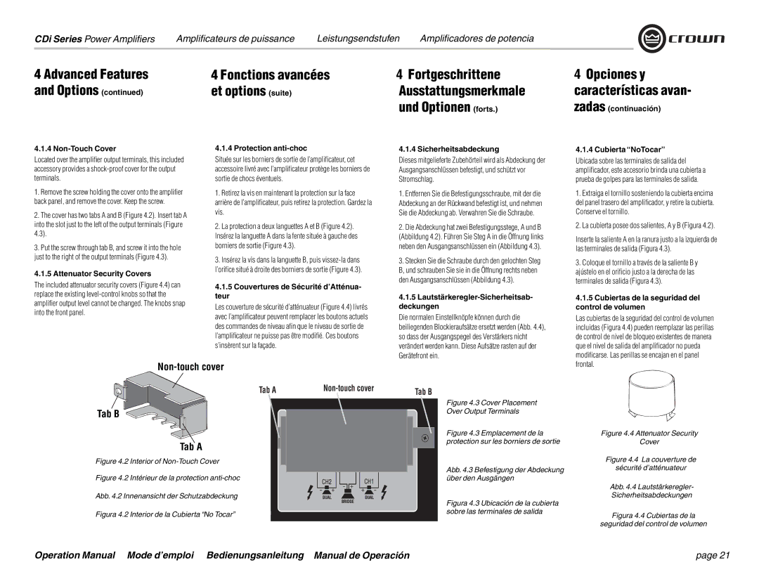 Crown Audio CDi 2000, CDi 4000, CDi 1000, CDi 6000 operation manual Advanced Features Options 