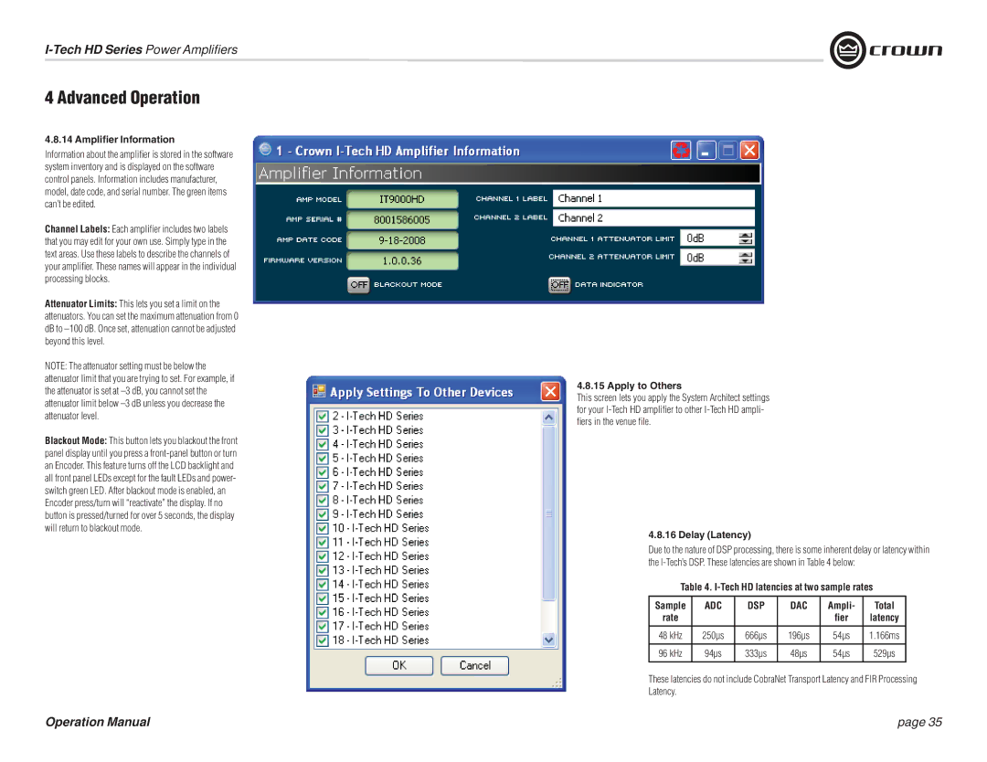 Crown Audio I-T9000 HD, I-T5000 HD, IT9000 HD, I-T12000 HD operation manual Adc Dsp Dac 