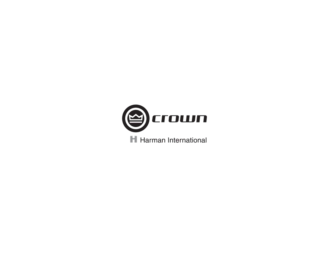 Crown Audio I-T5000 HD, IT9000 HD, I-T12000 HD, I-T9000 HD operation manual 