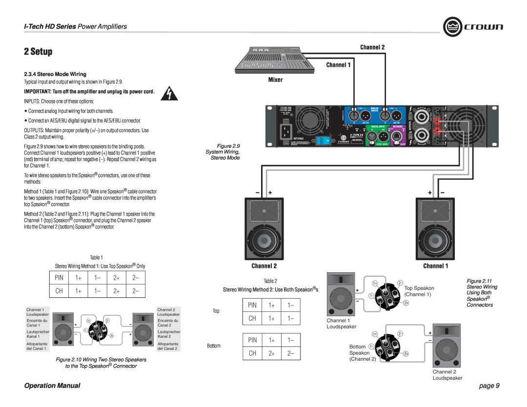 Crown Audio IT9000 HD, I-T5000 HD, I-T12000 HD, I-T9000 HD operation manual Setup, I-TechHD Series Power Ampliﬁers, page 