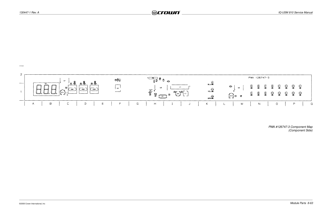 Crown Audio IQ-USM 810 service manual PWA #126747-3 Component Map Component Side 